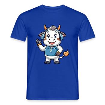 Kuh Lustige Cartoon Figur Kopfhörer Musik - Männer T-Shirt - Dunkelblau - Vorne - AI Model Male 178 light (178cm)