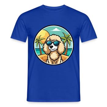 Pudel Hund Rasse Cartoon Sonnenbrille Strand - Männer T-Shirt - Dunkelblau - Vorne - AI Model Male 178 light (178cm)