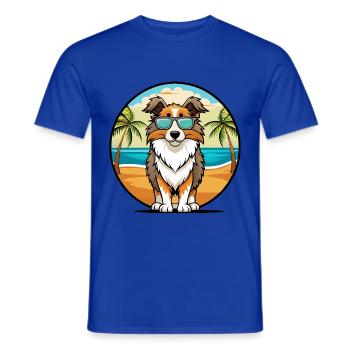 Englischer Schäferhund Hunderasse Cartoon Sonnenbrille Strand - Männer T-Shirt - Dunkelblau - Vorne - AI Model Male 178 light (178cm)
