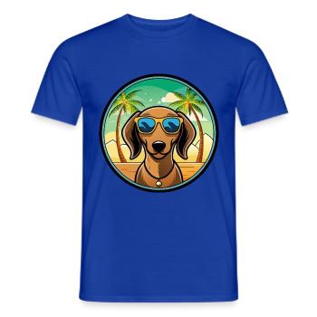 Dackel Hunderasse Cartoon Sonnenbrille Strand - Männer T-Shirt - Dunkelblau - Vorne - AI Model Male 178 light (178cm)