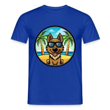 Black Tan Dog Breed Cartoon Sunglasses Beach - Men's T-Shirt - majorelle blue - Front - AI Model Male 178 light (178cm)