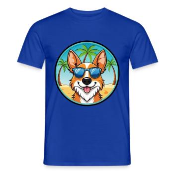Brittany Dog Breed Cartoon Lunettes de soleil Beach - T-shirt homme - bleu foncé - Devant - AI Model Male 178 light (178cm)