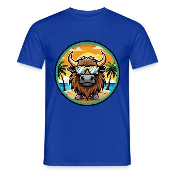 Bison Lustige Cartoon Sommer Strand Sonnenbrille Cool - Männer T-Shirt - Dunkelblau - Vorne - AI Model Male 178 light (178cm)