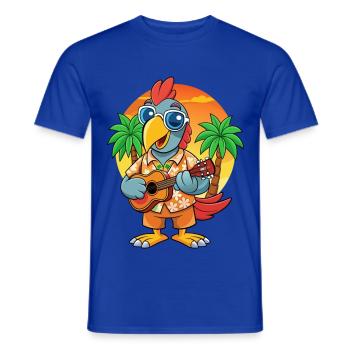 Drôle de perroquet d’été plage lunettes de soleil hawaïenne - T-shirt homme - bleu foncé - Devant - AI Model Male 178 light (178cm)