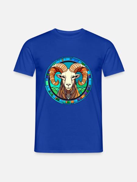 Widder-Buntglas-Cartoon-Kawaii-Tier - Männer T-Shirt - Dunkelblau