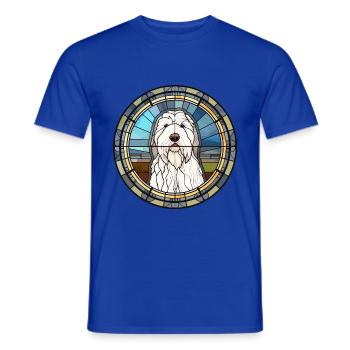 Alter englischer Schäferhund Hunderasse Buntglasfarbe - Männer T-Shirt - Dunkelblau - Vorne - AI Model Male 178 light (178cm)
