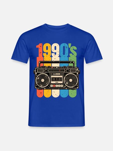 1990er Stereo und Kassetten Nostalgie - Männer T-Shirt - Dunkelblau