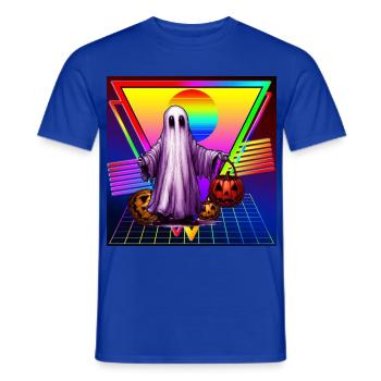 RETRO LUSTIGER GEISTKÜRBIS - Männer T-Shirt - Dunkelblau - Vorne - AI Model Male 178 light (178cm)