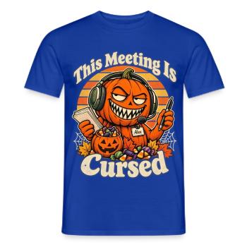 Halloween Kürbis This Meeting Is Cursed Bürospaß - Männer T-Shirt - Dunkelblau - Vorne - AI Model Male 178 light (178cm)