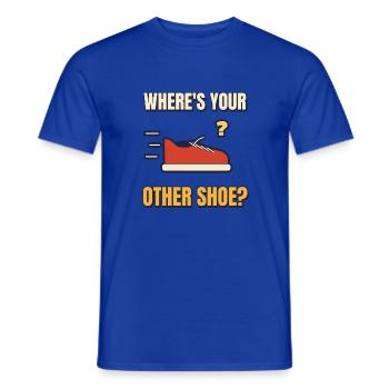 Wo ist dein anderes Schuh-Komisches Schullauf-Shirt - Männer T-Shirt - Dunkelblau - Vorne - AI Model Male 178 light (178cm)