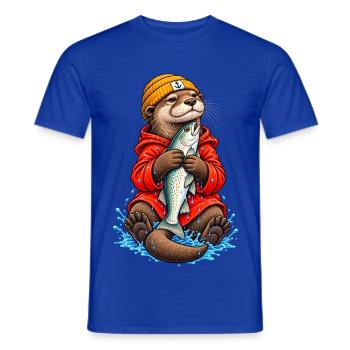 Otter Angler - Männer T-Shirt - Dunkelblau - Vorne - AI Model Male 178 light (178cm)