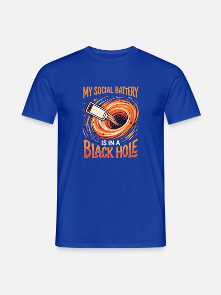 Soziale Batterie im Schwarzen Loch - Männer T-Shirt - Dunkelblau