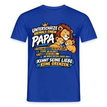 Unterschätze niemals einen Papa – Löwenpapa - Männer T-Shirt - Dunkelblau - Vorne - AI Model Male 178 light (178cm)