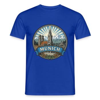 Münchener Bayern Reiseabzeichen Marienplatz Souvenir - Männer T-Shirt - Dunkelblau - Vorne - AI Model Male 178 light (178cm)