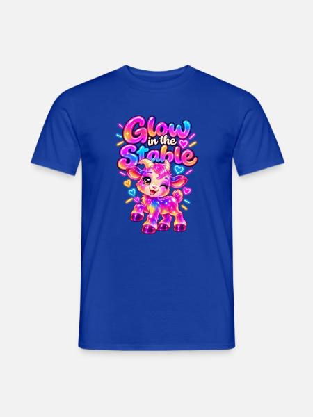 Glow im Stall Neon-Pony - Männer T-Shirt - Dunkelblau