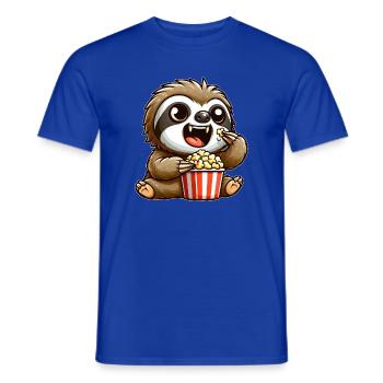Lustiges Faultier Popcorn Kino Vampir Zähne Film - Männer T-Shirt - Dunkelblau - Vorne - AI Model Male 178 light (178cm)