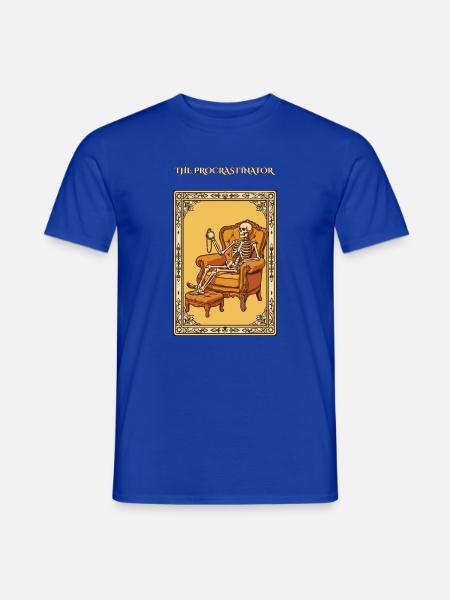 Das lustige Tarot-Skelett des Aufschiebers - Männer T-Shirt - Dunkelblau