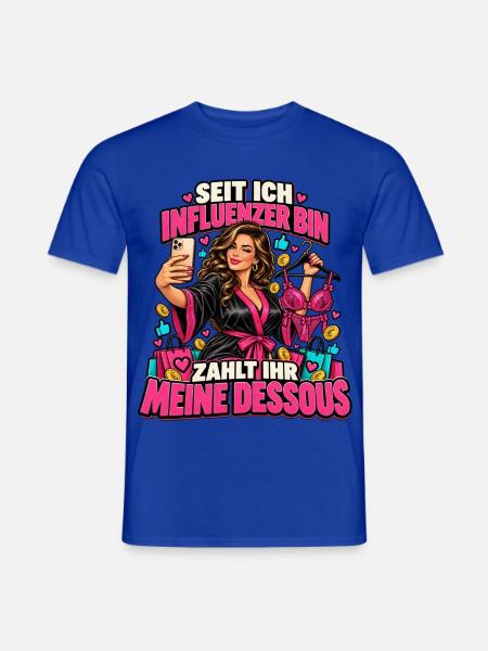 Influencerin Selfie mit Dessous - Männer T-Shirt - Dunkelblau