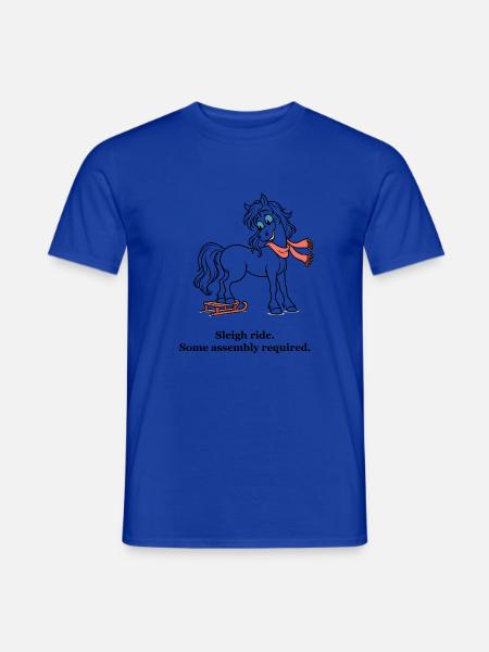 Weihnachtspferd testet einen sehr kleinen Schlitten - Männer T-Shirt - Dunkelblau