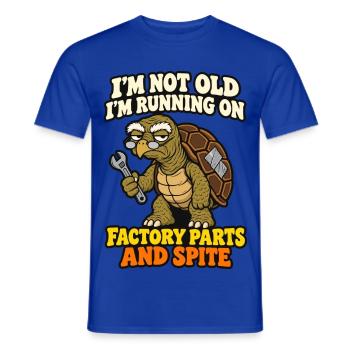 Nicht alt, läuft auf Originalteilen und Spite Turtle - Männer T-Shirt - Dunkelblau - Vorne - AI Model Male 178 light (178cm)