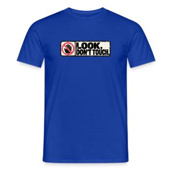 Look, Don't Touch – Retro Warning Design - Männer T-Shirt - Dunkelblau - Vorne - AI Model Male 178 light (178cm)