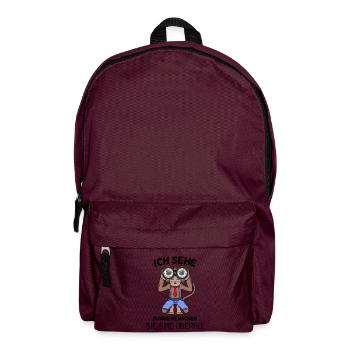 Ich sehe dumme Menschen Spruch lustig Affe - Rucksack - Burgunderrot - Vorne