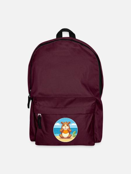Meerschweinchen Karikatur Yoga Strand Sommer Illustration - Rucksack - Burgunderrot