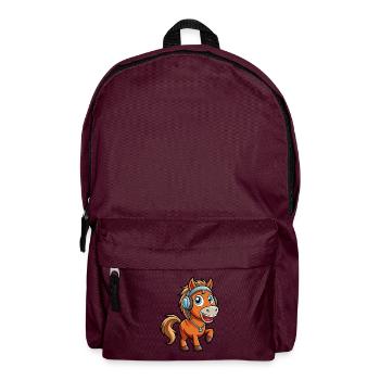 Cheval Drôle Dessin Animé Personnage Casque Musique - Sac à dos - bordeaux  - Devant