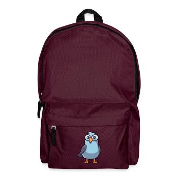 Taube mit Brille Karikatur Kawaii Illustration - Rucksack - Burgunderrot - Vorne