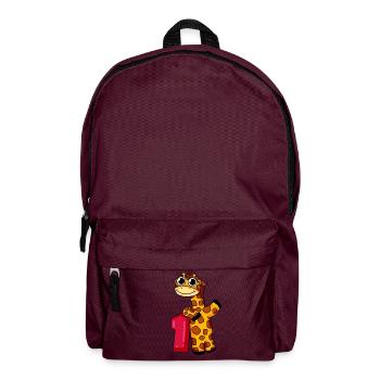 1. Geburtstag Giraffe 1.Klasse Geschenk - Rucksack - Burgunderrot - Vorne