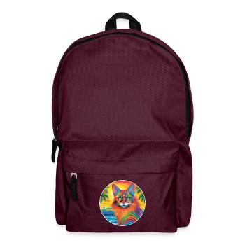 Somalische Katzenrasse, Aquarell-Cartoon-Kawaii-Haustier - Rucksack - Burgunderrot - Vorne