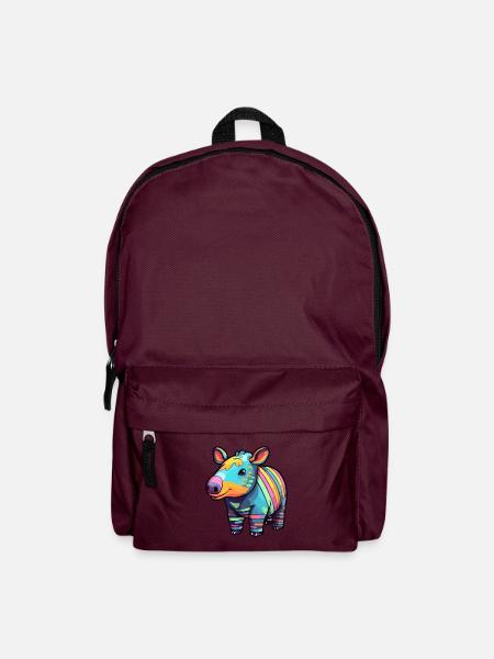 Tapir Buntes Aquarell Cartoon Kawaii Tier - Rucksack - Burgunderrot