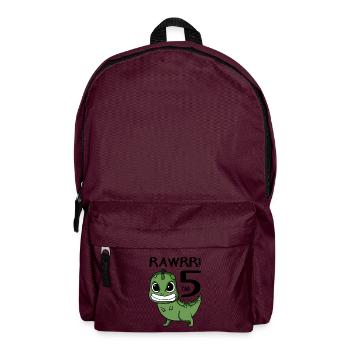 5. Geburtstag Dinosaurier - 5. Klasse Geschenk - Rucksack - Burgunderrot - Vorne