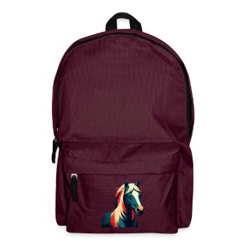 Pony Cartoon Figur Buntes Haustier Tier - Rucksack - Burgunderrot - Vorne