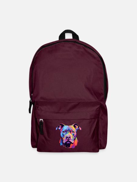 Pitbull Hund Rasse Aquarell Karikatur Kawaii Colorf - Rucksack - Burgunderrot