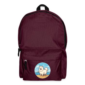 Japanischer Spitz Hund Rasse Cartoon Kawaii Clipart - Rucksack - Burgunderrot - Vorne