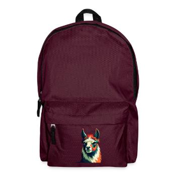 Lama Zeichentrickfigur Buntes Haustier Tier - Rucksack - Burgunderrot - Vorne