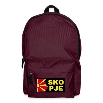 Skopje City with North Macedonia Flag Design - Backpack - burgundy - Front