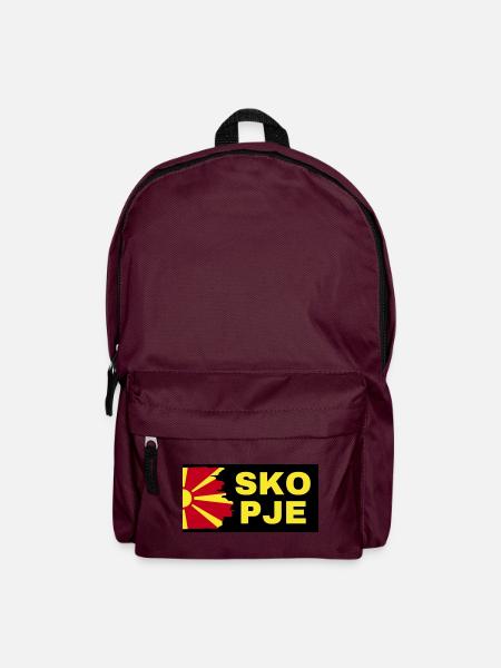 Skopje City with North Macedonia Flag Design - Backpack - burgundy