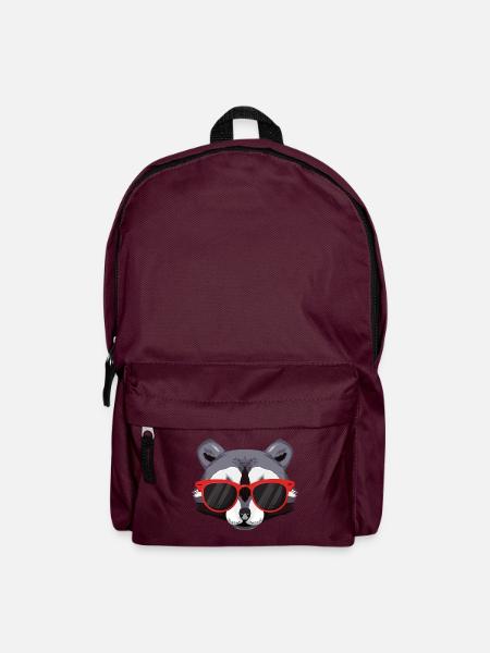 Waschbär mit roter Sonnenbrille - Cooler Typ - Rucksack - Burgunderrot