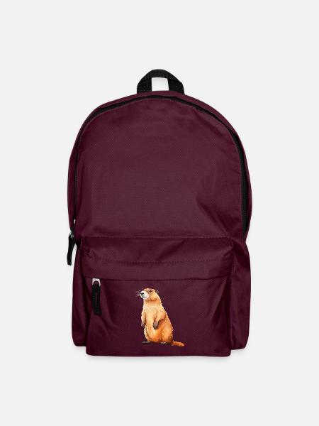 Murmeltier buntes Aquarell Cartoon Kawaii Tier - Rucksack - Burgunderrot