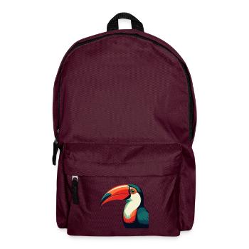 Toucan Cartoon Character Colorful Pet Animal - Backpack - burgundy - Front