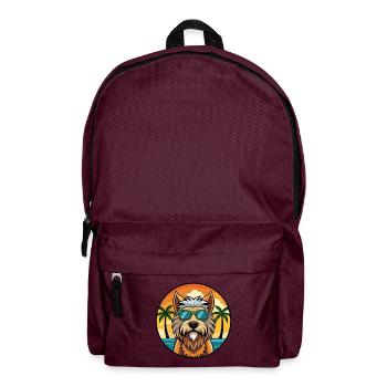 Briard Dog Breed Cartoon Sunglasses Beach - Backpack - burgundy - Front