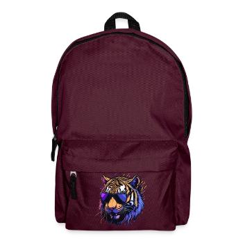 Cooler Retro-Tigerkopf - Rucksack - Burgunderrot - Vorne