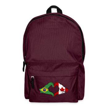 Brazil Canada Flag Hands Heart Shape Used - Backpack - burgundy - Front