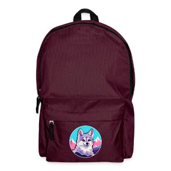Alaskan Klee Kai Hunderasse Cartoon Kawaii Watercol - Rucksack - Burgunderrot - Vorne