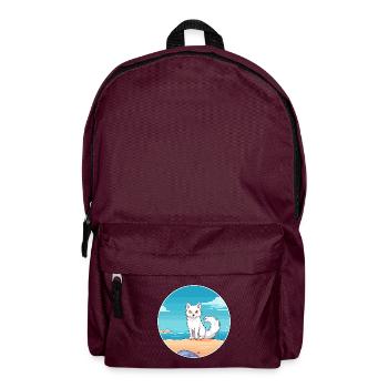 Arktisfuchs Aquarell Cartoon Kawaii Clipart Haustier - Rucksack - Burgunderrot - Vorne