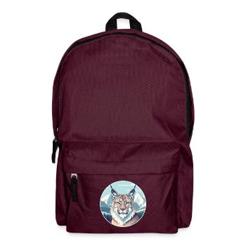 Luchs Aquarell Karikatur Kawaii Haustier Tier Bunt - Rucksack - Burgunderrot - Vorne