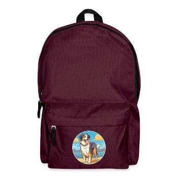 Nordamerikanischer Schäferhund Rasse Cartoon Kawaii - Rucksack - Burgunderrot - Vorne