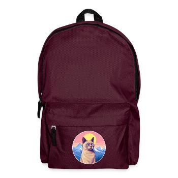 Europäische burmesische Katze bunte Karikatur Aquarell I - Rucksack - Burgunderrot - Vorne